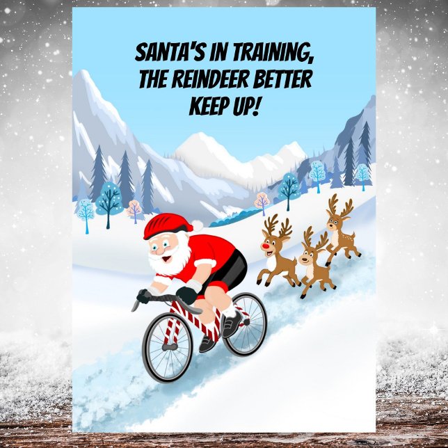 Santa Cycling with Reindeer Kort (Skapare uppladdad)