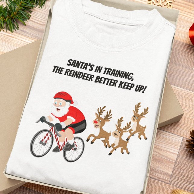 Santa Cycling with Reindeer T Shirt (Skapare uppladdad)