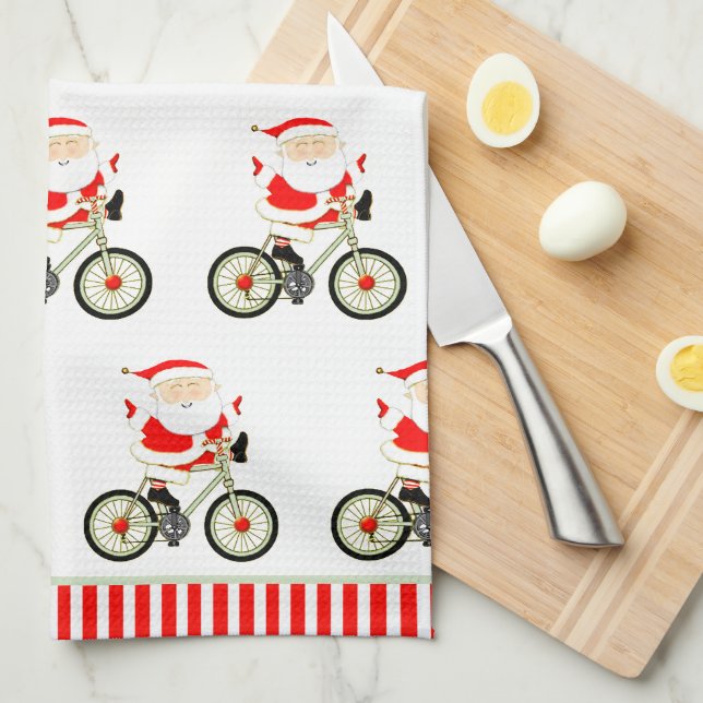 Santa cyklist jul kökshandduk (Vikt i Fjärdedel)