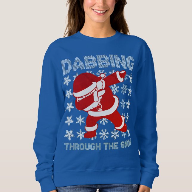 Santa Dabbing genom snö Sweater Funny Tee (Framsida)