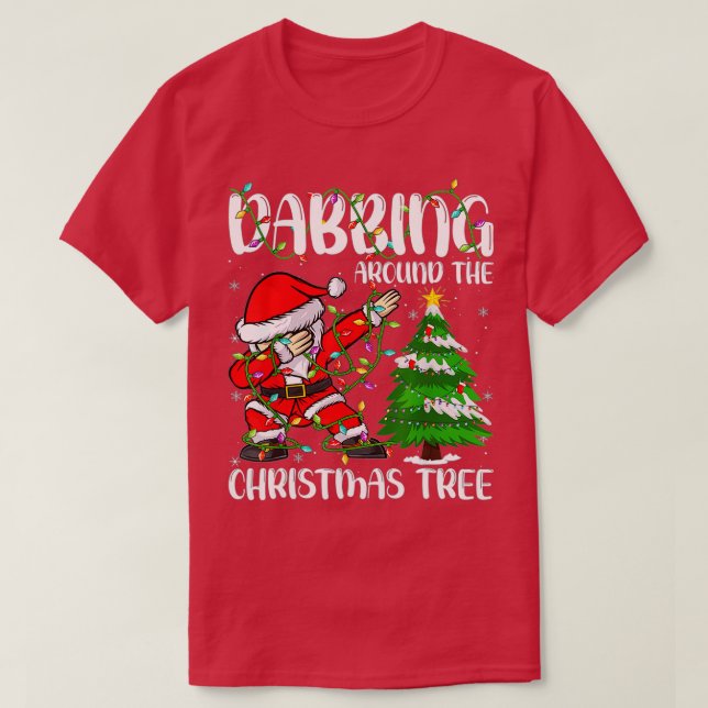 Santa Dabbing runt Julgran Ljus Kid T Shirt (Design framsida)