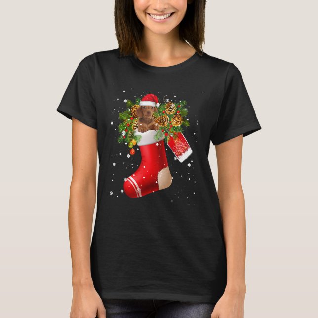 Santa Dachshund i jul Sock Pajama T Shirt (Framsida)