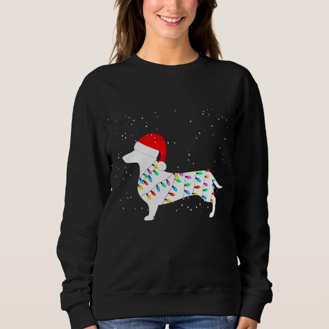 Santa Dachshund jul Ljus Dachshund Pajamas T Shirt (Framsida)