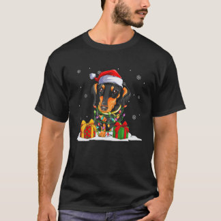 Santa Dachshund jul Ljus Sweater Julafton Hund T Shirt