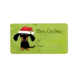 Santa Dachshund jul Märkrn Peel-n-Stick Gift Adressetikett