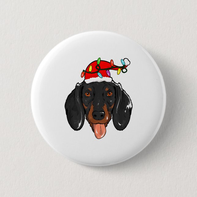 Santa Dachshund Light Christmas  Knapp (Framsida)