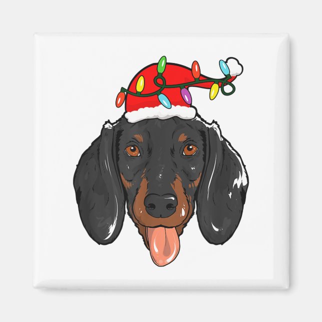 Santa Dachshund Light Christmas  Magnet (Framsidan)