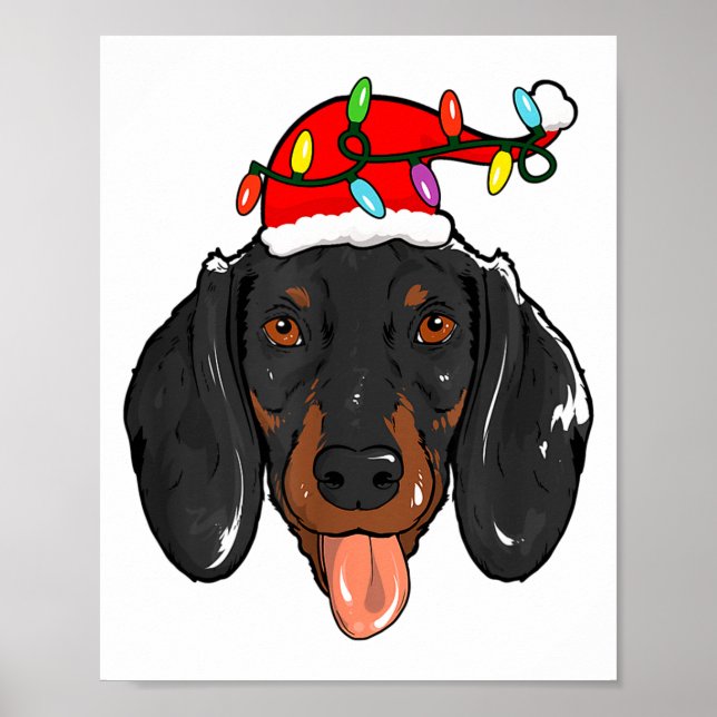 Santa Dachshund Light Christmas  Poster (Framsidan)
