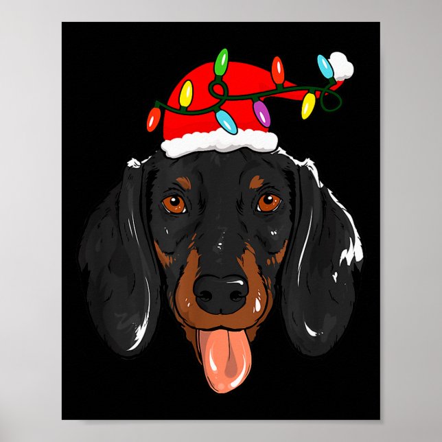 Santa Dachshund Light Christmas  Poster (Framsidan)