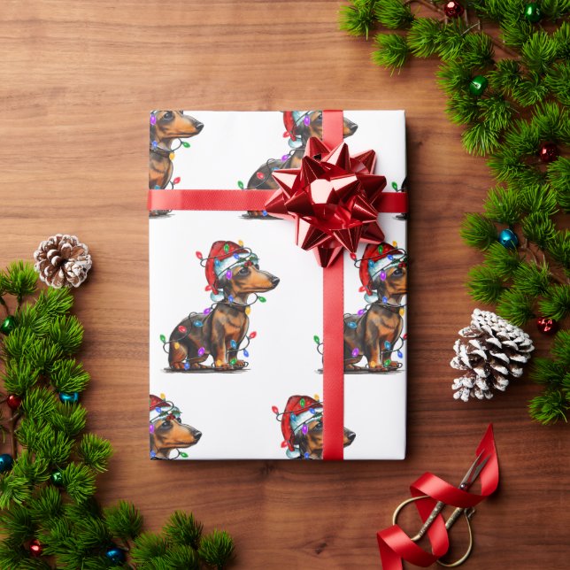 Santa Dachshund med julen Ljus Presentpapper (Julgåva)