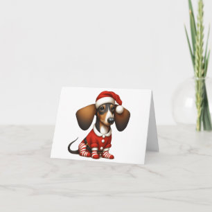 SANTA DACHSHUND PUPPY CHRISTMAS-KORT KORT