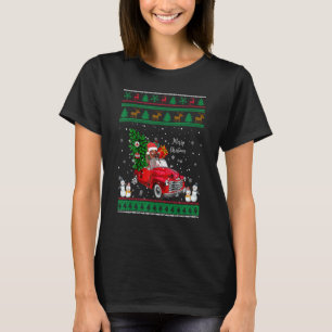Santa Dachshund Riding Red Lastbil Merry Ugly Kris T Shirt