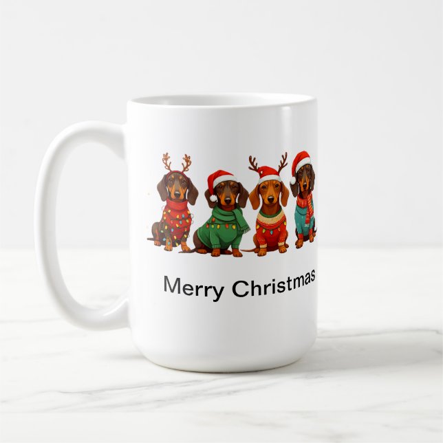 Santa Dachshunds Kaffemugg (Vänster)