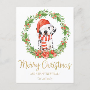 Santa Dalmatien Hund God jul Hälsning Helg Vykort