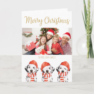 Santa Dalmatien Hund God jul med Photo Helgkort