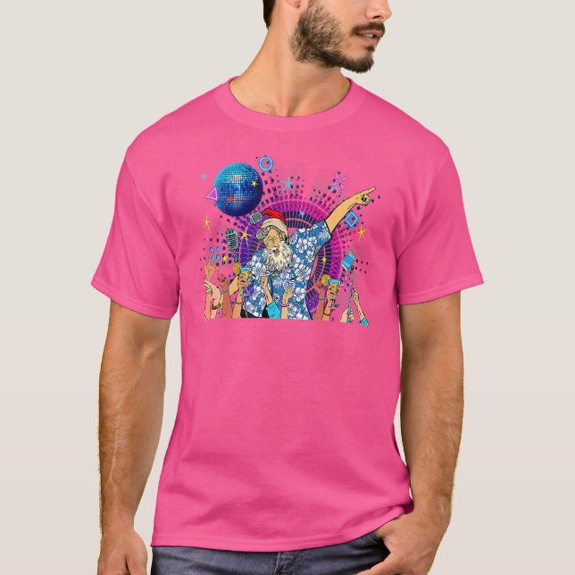 Santa Dancing Disco Party Retro 80-tal Sommar jul T Shirt (Framsida)