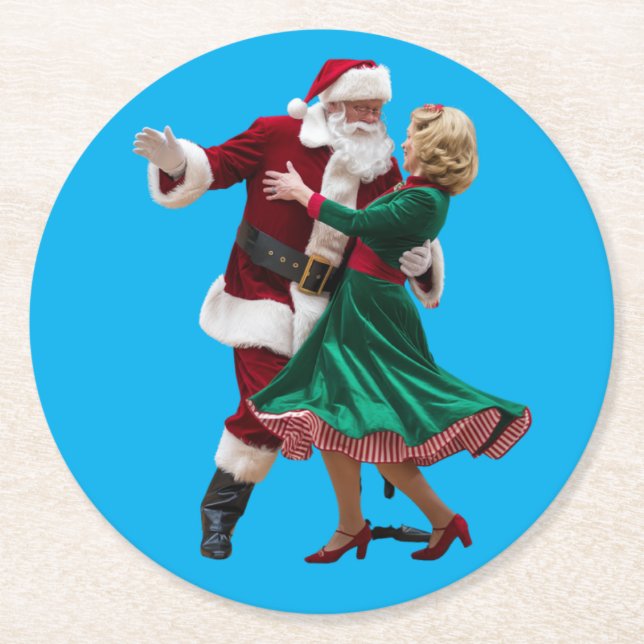 Santa Dancing Paper Coaster Underlägg Papper Rund (Framsidan)