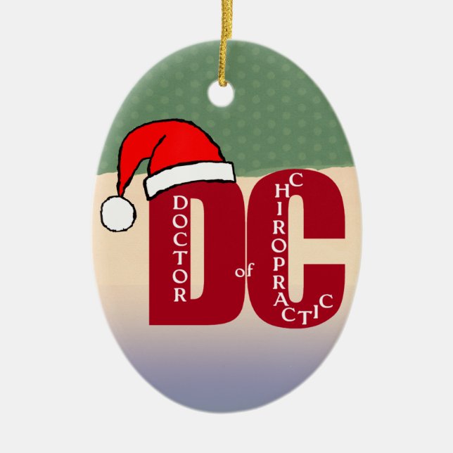 Santa DC-doktor av Chiropracticjullogotypen Julgransprydnad Keramik (Framsidan)