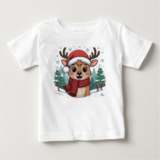 Santa deer Christmas hat scarf tree T Shirt