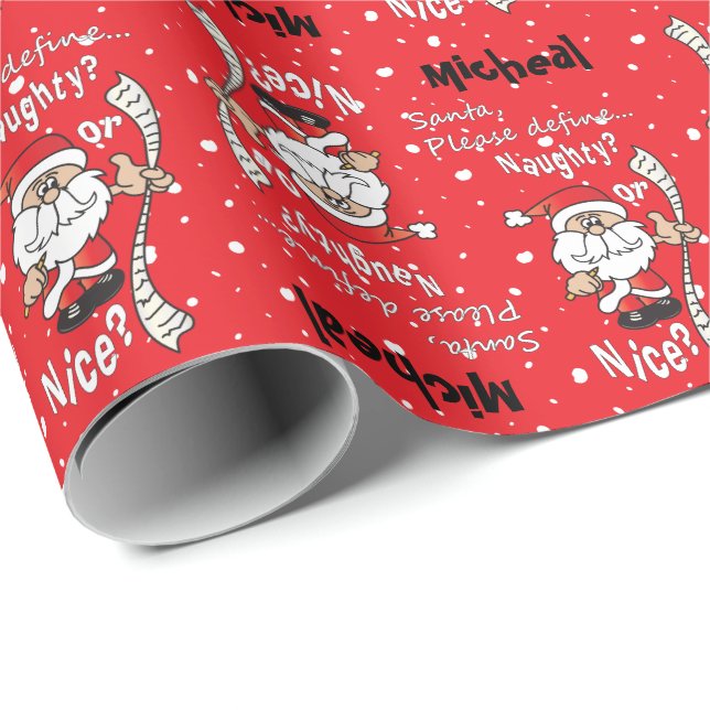 Santa Define Naughty eller Nice | Jul Presentpapper (Rullad Hörn)