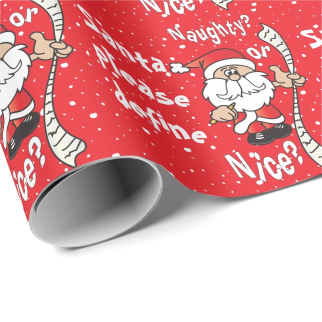 Santa Define Naughty eller Nice | Jul Presentpapper (Rullad Hörn)