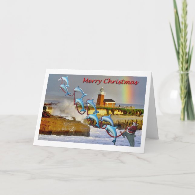 Santa & delfinSanta Cruz julkort Helgkort (Framsida)