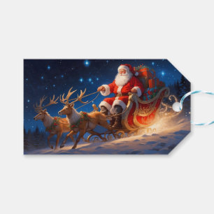 Santa Delivering Leksak på en Slope med rener Presentetikett