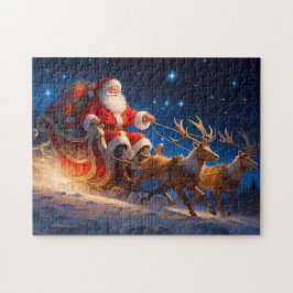 Santa Delivering Leksak på en Slope med rener Pussel