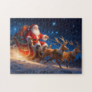 Santa Delivering Leksak på en Slope med rener Pussel