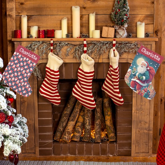Santa Delivering Presenter | Kids Namn Liten Julstrumpa (Back And Front)