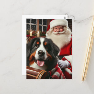 Santa Delivers a Bernese Mountain Hund Vykort