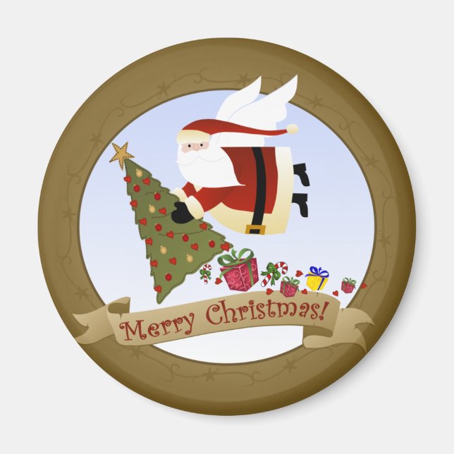 Santa Delivers | Julmagnet Magnet (Framsidan)