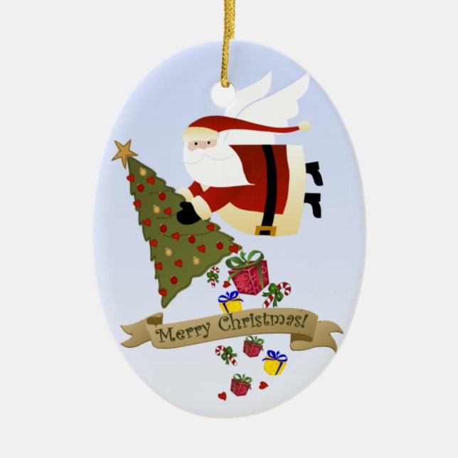 Santa Delivers | Julprydnad Julgransprydnad Keramik (Framsidan)
