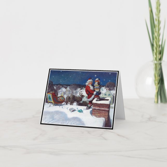 Santa Delivery Bokar Helgdag Card Tack Kort (Framsida)