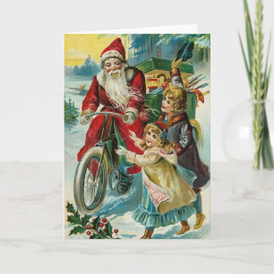 Santa Delivery Presenter på en cykel Helgkort