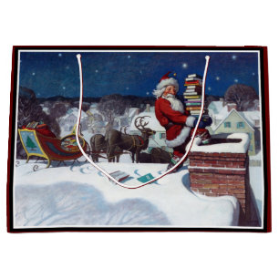Santa Deliving Bokar vid jul,