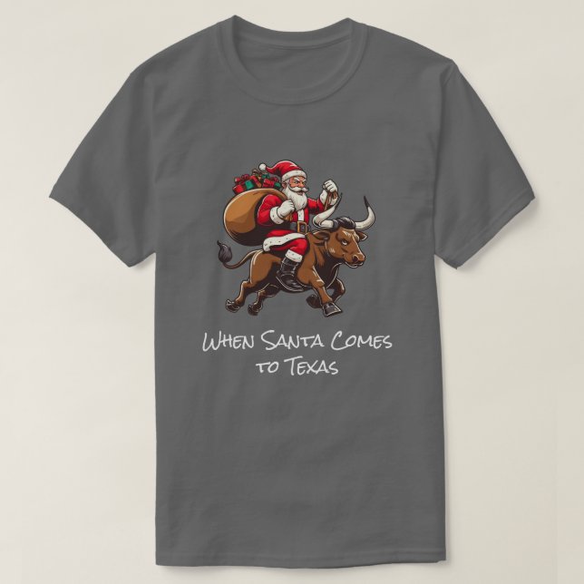 Santa Deliving Gifts on Texas Longhorn Bull #1.1 T Shirt (Design framsida)