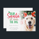 Santa det var Hund Photo Humous-Helgdag Card Anteckningskort<br><div class="desc">Tomten,  det var Hund. Lustigt sätt att skriva slogan och anpassa resten av texten med hälsning och namn. Byt ut provfotot mot din egen roligt bild av djuret. Ett övertäckt övertäckt lagrar ligger ovanpå fotot så det tonas ut när det når mitten med texten delvis överlagd ovanpå.</div>