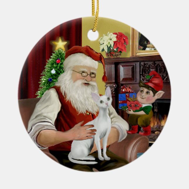 Santa - Devonshire Rex cat Julgransprydnad Keramik (Framsidan)