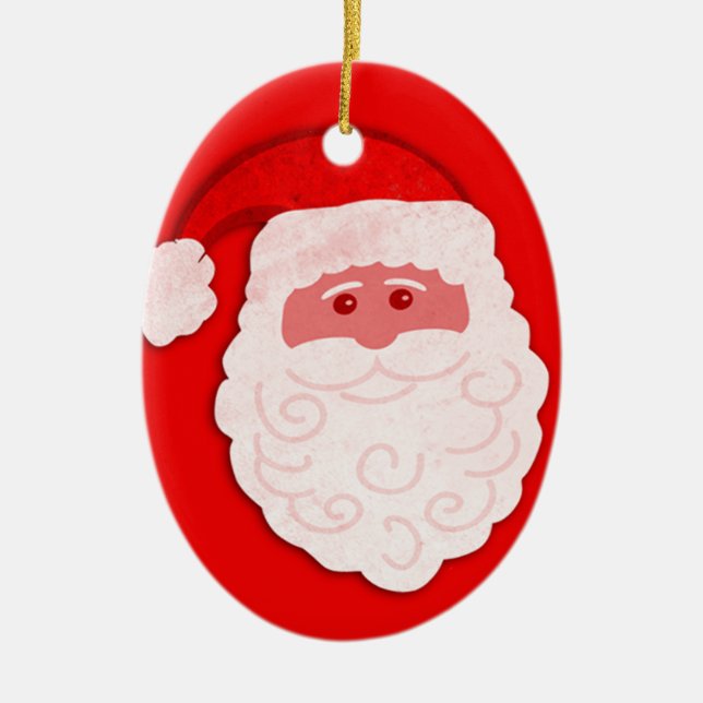 Santa "din hälsning" röd och vit ornament (Framsidan)