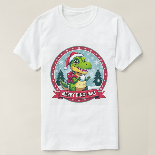 Santa Dinosaur Christmas – Funny Merry Dino-Mas T Shirt (Design framsida)