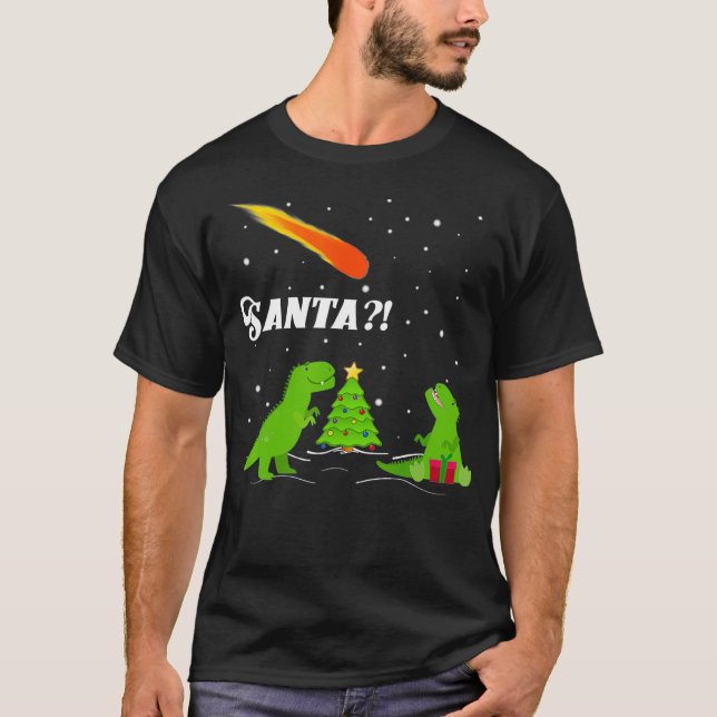 SANTA Dinosaur Exinction Asteroid jul T Shirt (Framsida)