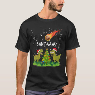 "SANTA?" Dinosaur Exinction Asteroid Roligt Christ T Shirt