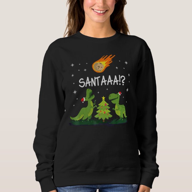 Santa Dinosaur Meteor Santa Dino T Shirt (Framsida)