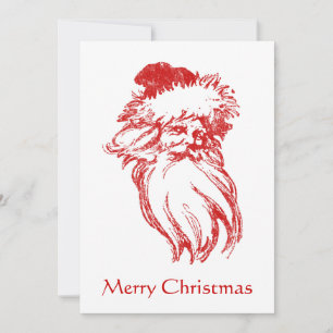 Santa Distress Faux Letterpress Stil Groon Julkort