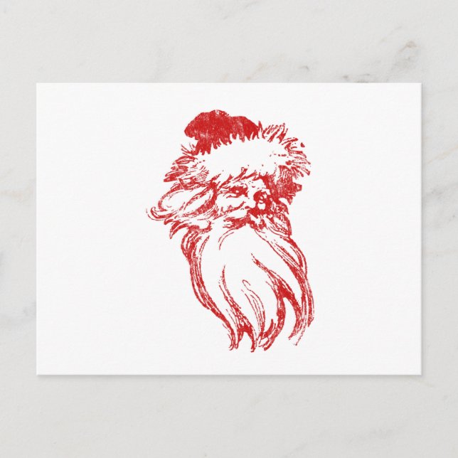 Santa Distress Faux Letterpress Stil Helg Vykort (Framsida)