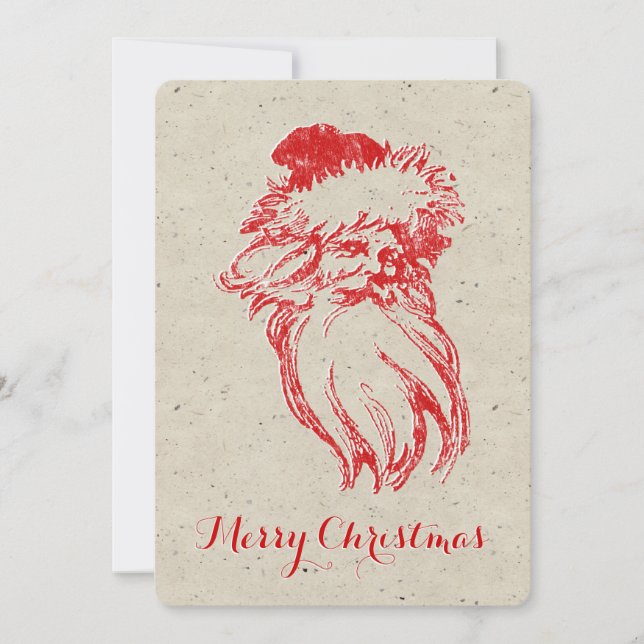 Santa Distress Faux Letterpress Stil Julkort (Framsida)