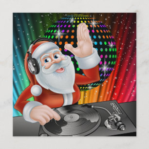 Santa DJ Disco-jul/nyårsinbjudan Inbjudningar