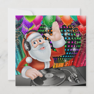 Santa DJ Disco-jul/nyårsinbjudan Inbjudningar