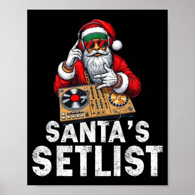 Santa Dj Musician Santa’s Setlist House Music  Poster (Framsidan)
